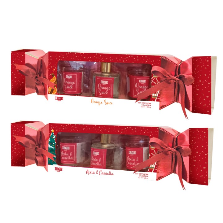 AXA SET CARAMELLA 2CANDELE 35GR+DIF 50ML MELA E CANNELLA + ORANGE SPICE