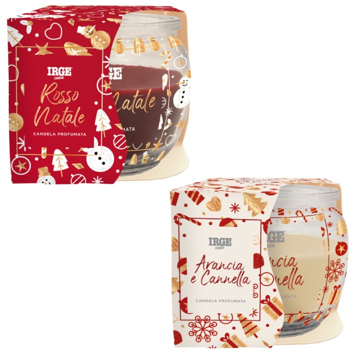 BOA CANDELA PROF ROTONDA 70GR NATALE ARANCIA E CANNELLA + ROSSO NAT