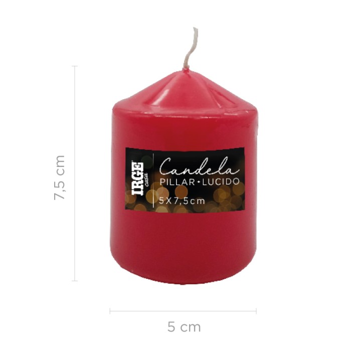 BCA CANDELA PILLAR ROSSO LUCIDO 5X7.5 CM